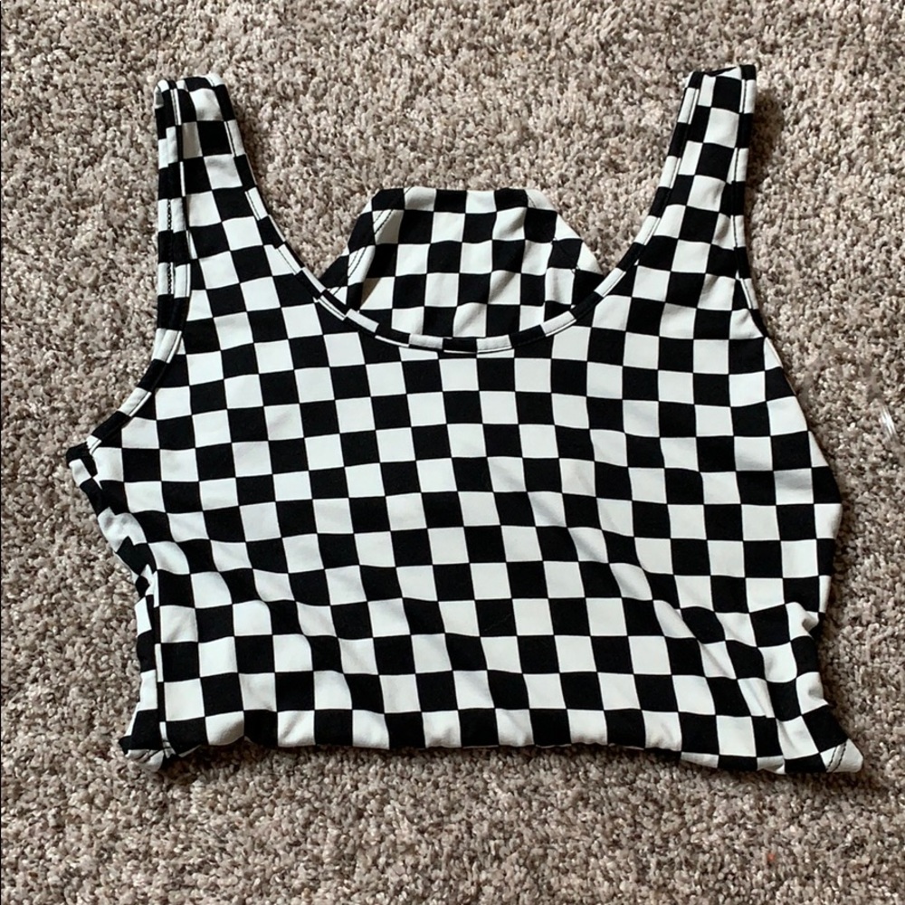 Black and White Checkered High waisted Body Suit